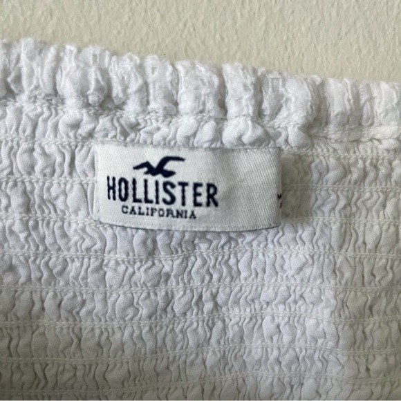 Hollister Crop Top Medium Eyelet Lace Crochet Smocked Western Boho Prairie - Picture 8 of 10